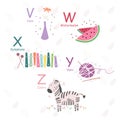 English alphabet with cute and funny pictures in 